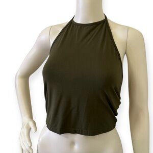 Olive Green Halter Neck Women's Top